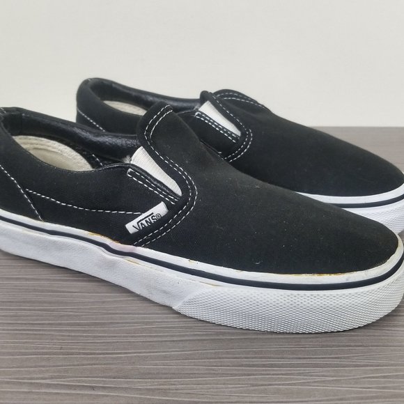 Vans Kids Slip-On Sneaker, Black & White Fabric, Childrens Size 1.5 - Picture 3 of 13